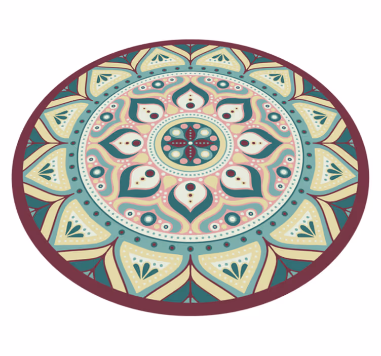 Kulatý vinylový koberec mandala vícebarevná - TenStickers