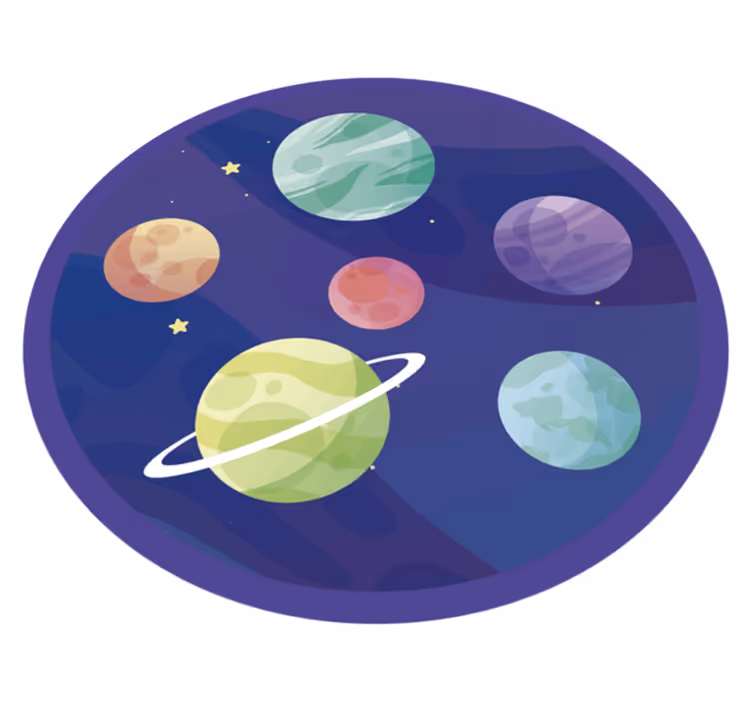 Dětský vinylový koberec různých planet galaxie - TenStickers