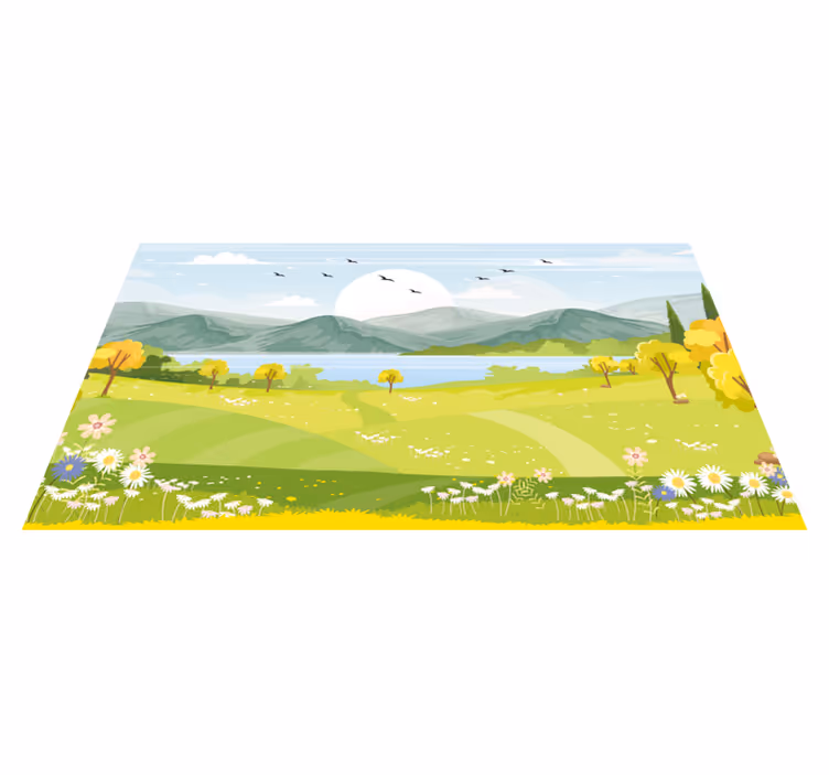 Kreslený horská krajina vinylový koberec - TenStickers