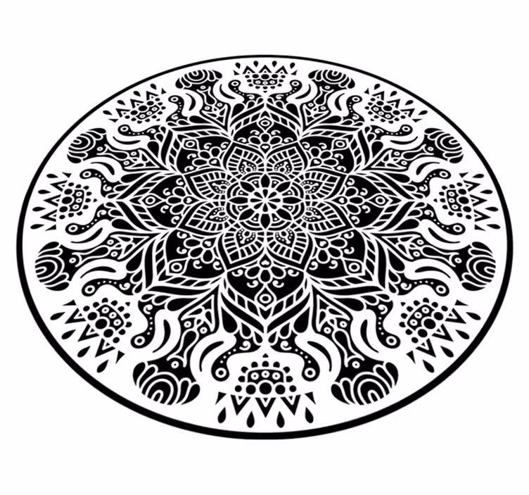 černá a bílá mandala koberec - TenStickers