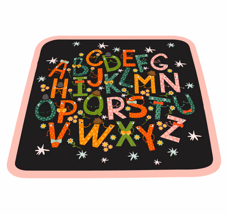 černý hvězdný koberec z vinylové abecedy - TenStickers
