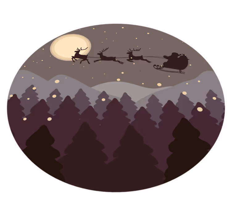 Santa a sáně vánoční stromeček vinylový koberec - TenStickers