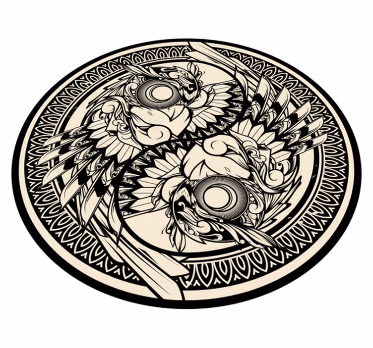 Jin jang sova doodle ornament koberec do ložnice - TenStickers