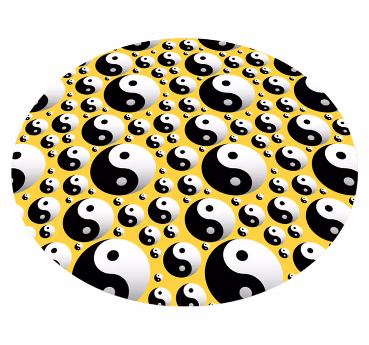 Kulatý vinylový koberec jin jang kruhy etnický koberec - TenStickers