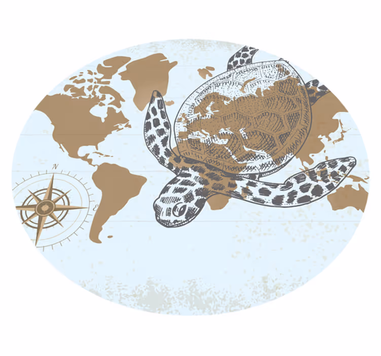 želví mapa zvířecí vinylový koberec - TenStickers