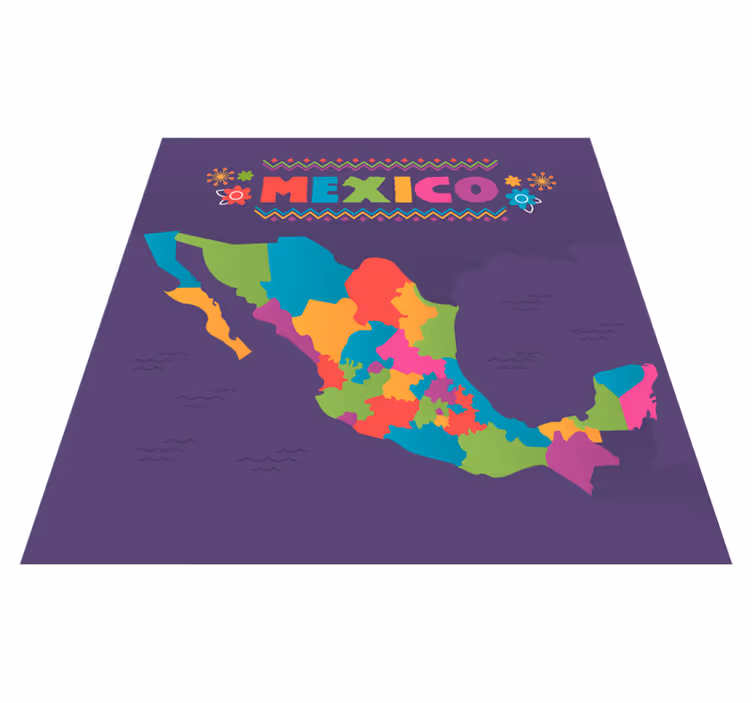 Barevná mapa mexika Vinylový koberec z celého světa - TenStickers