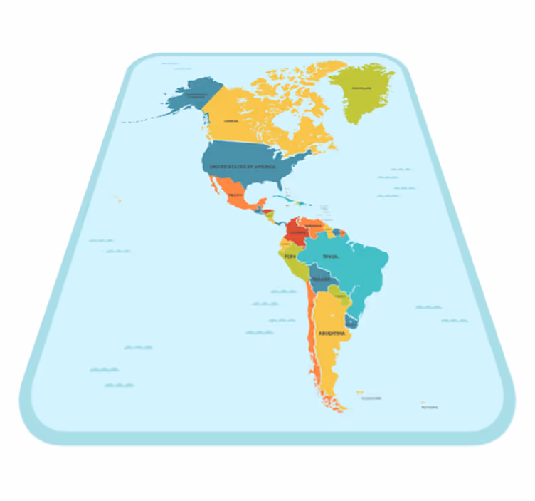 Amerika ve středu mapa světa koberec - TenStickers