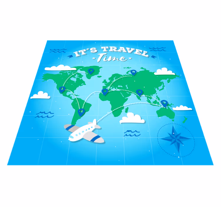 Zelený worldmap mapa světa koberec - TenStickers