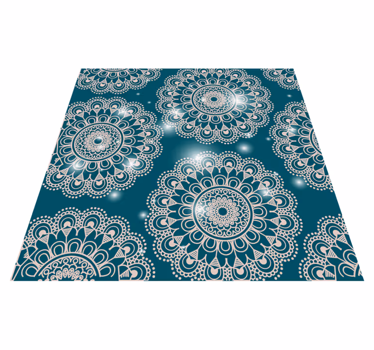 Modrý magický vzor Mandala vinylový koberec - TenStickers