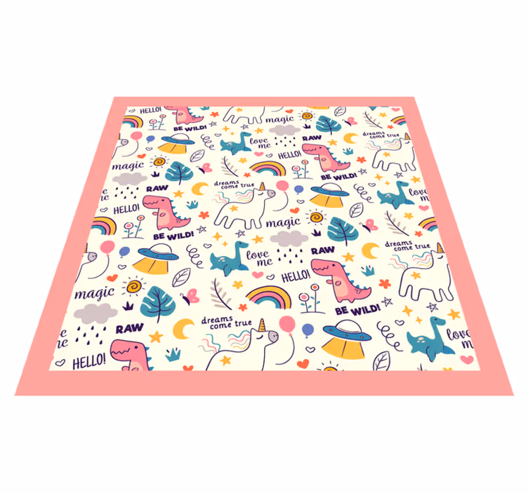 Barevné téma dinosaurů Vinylový koberec pro děti - TenStickers