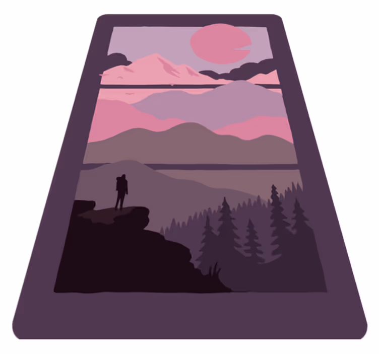 Západ slunce v ložnici koberec hory - TenStickers