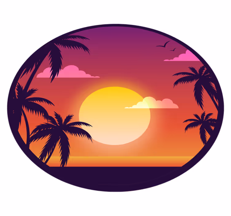 Tropické západ slunce scenérie Přírodní vinylový koberec - TenStickers