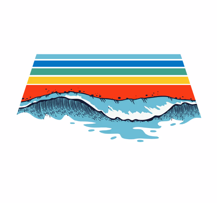Retro vlny vintage koberec na podlahu - TenStickers