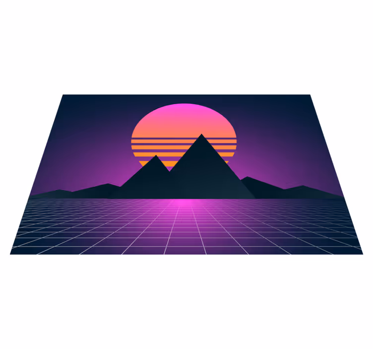 Geometrie retro západu slunce Vintage vinylový koberec - TenStickers