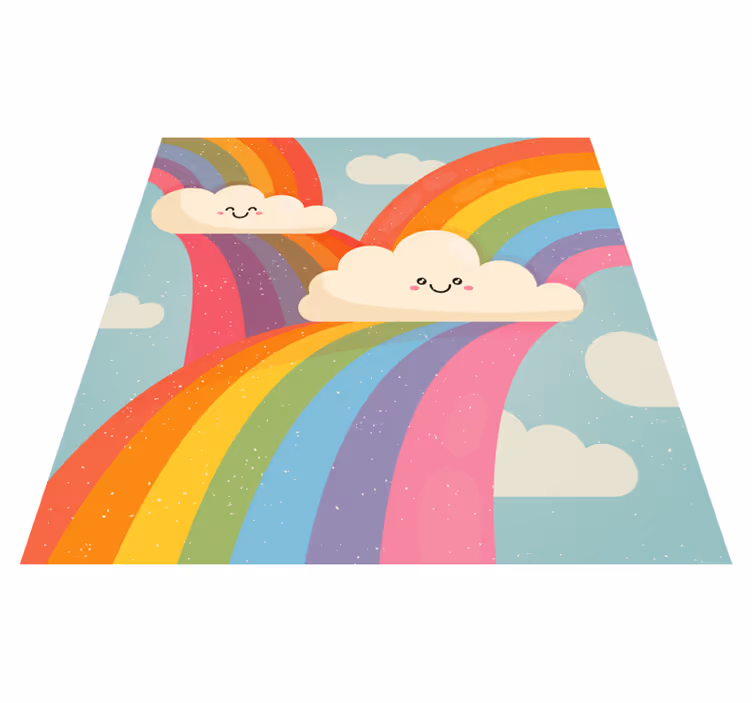 Dětský vinylový koberec rainbow in clouds - TenStickers