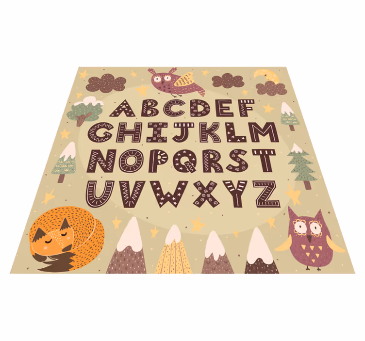 Kreslený liška abeceda vinylová abeceda koberec - TenStickers