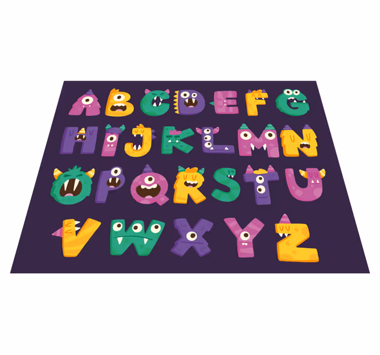 Kreslený monstrum abeceda vinylová abeceda koberec - TenStickers