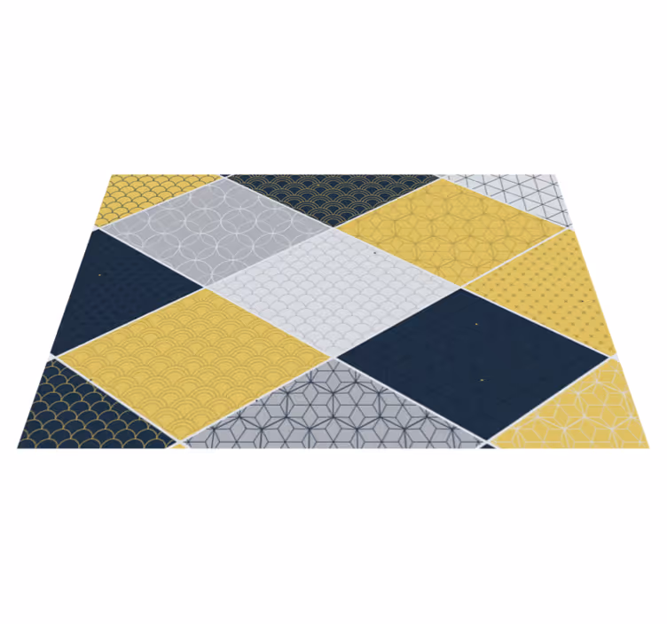 žluté vzorované čáry geometrické vinylové koberce - TenStickers