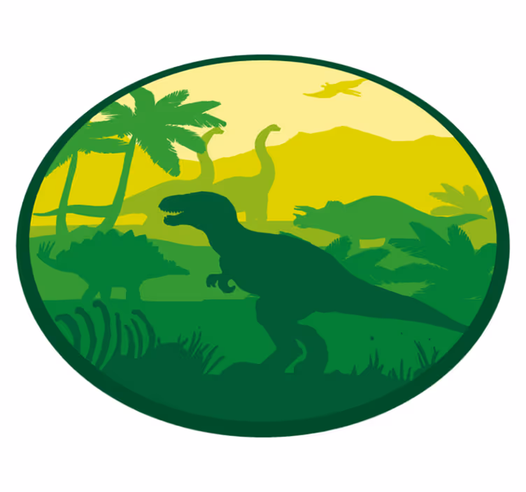 Dinosauři silueta na kruhový koberec krajiny - TenStickers