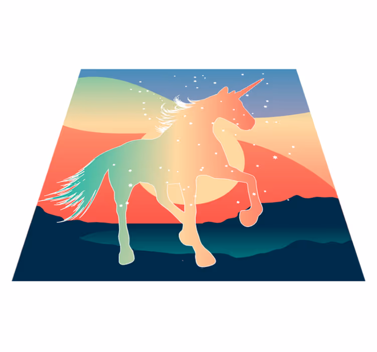 Vinylový koberec z duhového jednorožce - TenStickers