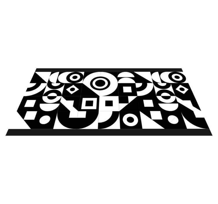 Geometrický černobílý vzor běžci - TenStickers