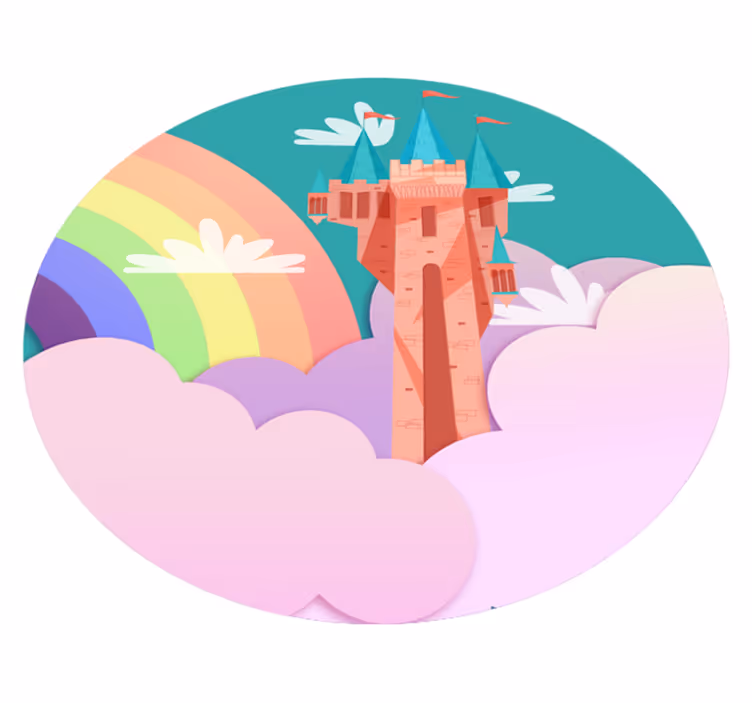 Dětský vinylový koberec pink magic castle princess - TenStickers