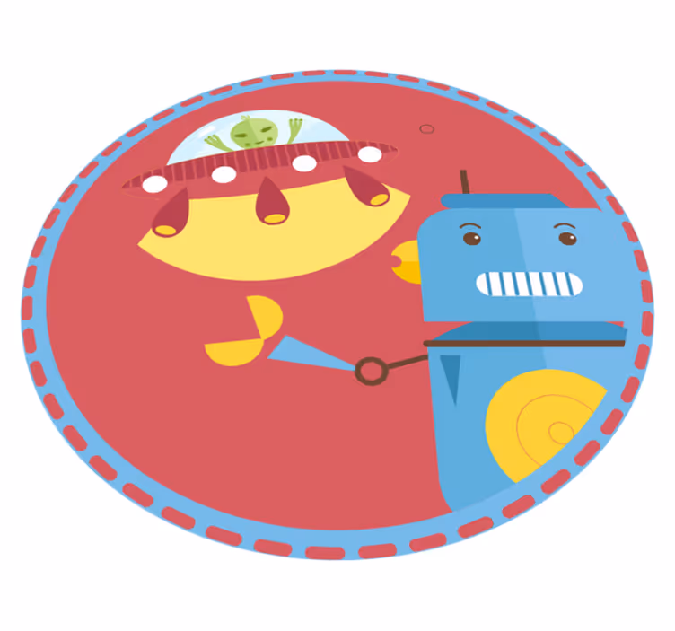 Válka s mimozemským robotem kreslený dětský vinylový koberec - TenStickers