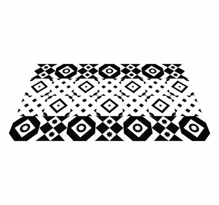 Patchworkový černobílý moderní koberec - TenStickers