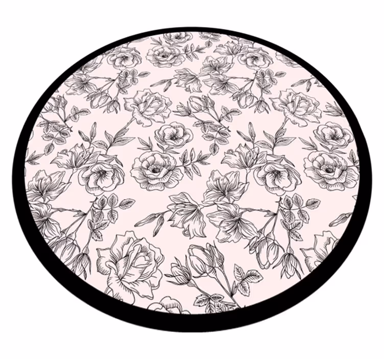 černobílý květinový vinylový koberec pro domov - TenStickers