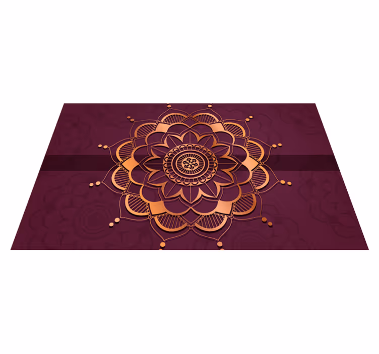 Fialový a zlatý mandala vinylový koberec pro domov - TenStickers