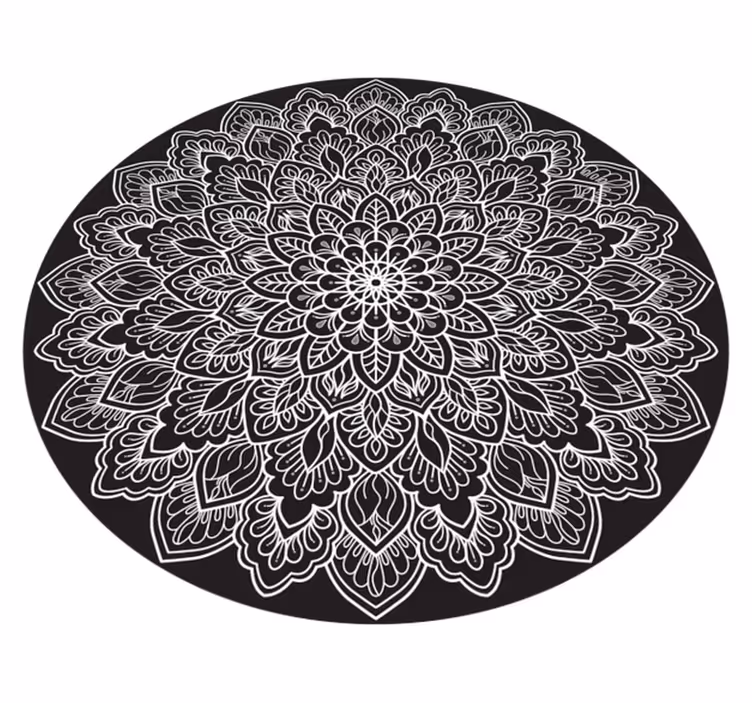 černá a bílá mandala vinylový koberec - TenStickers