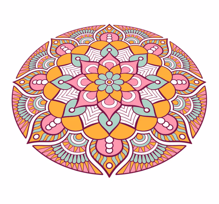 Vinylový koberec z růžového peří mandala - TenStickers