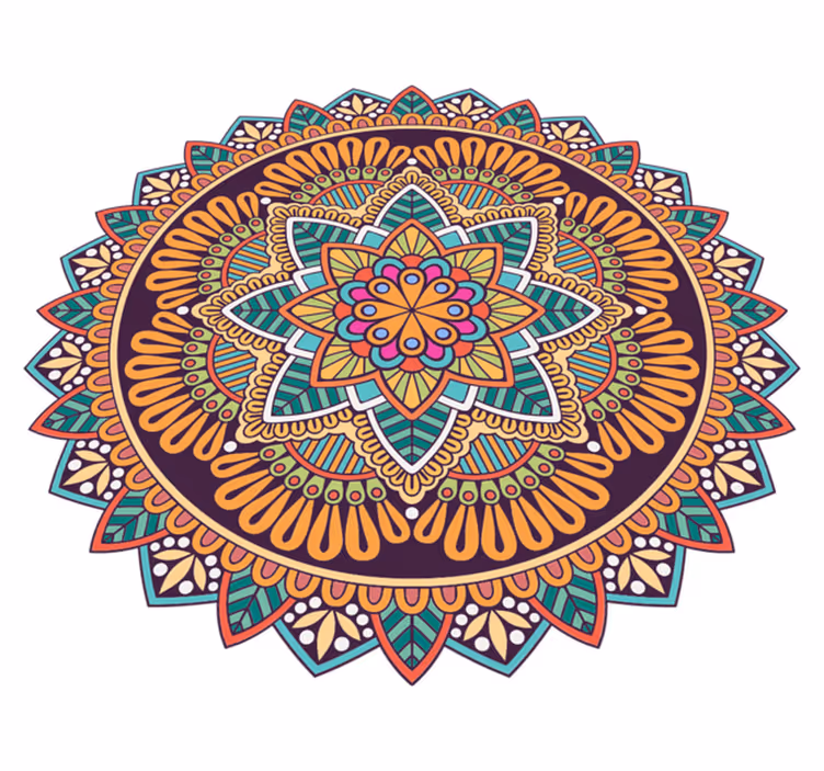 Barevný mandala květina mandala vinylový koberec - TenStickers