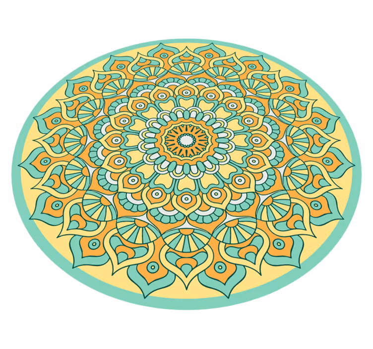 Vinylový koberec mandala oranžová a zelenomodrá - TenStickers