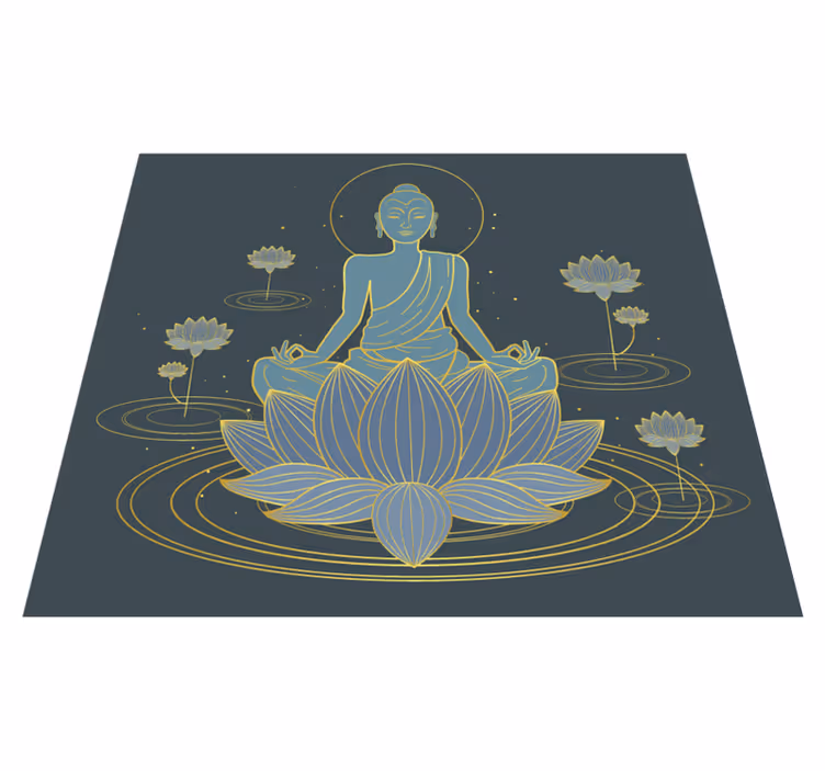 Květinový vinylový koberec lotus a buddha - TenStickers