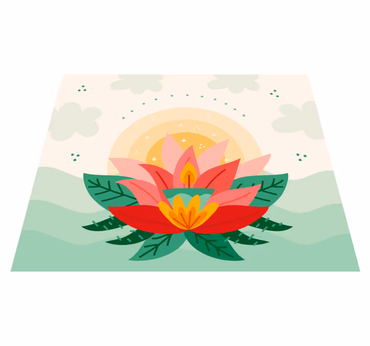 Vinylový koberec s květinami a rostlinami lotus blossom - TenStickers