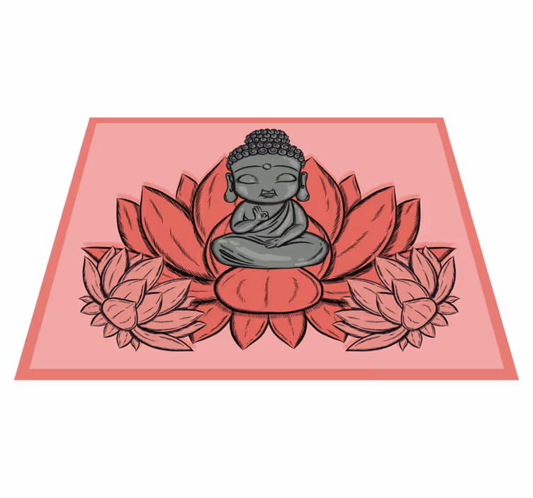 Lotosový a kreslený buddha květinový koberec - TenStickers