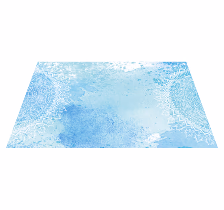 Modrý akvarel mandala vinylový koberec - TenStickers