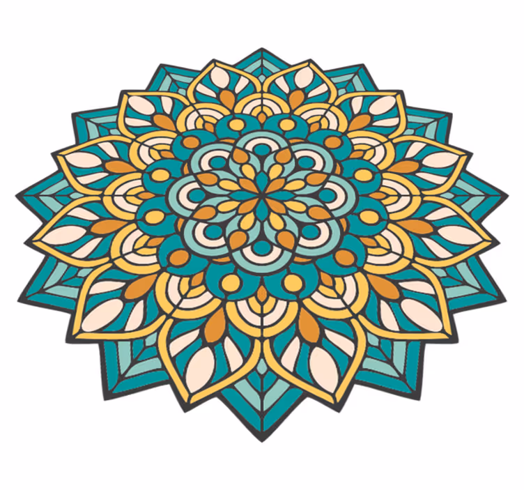 Mandala zelený a oranžový mandala vinylový koberec - TenStickers