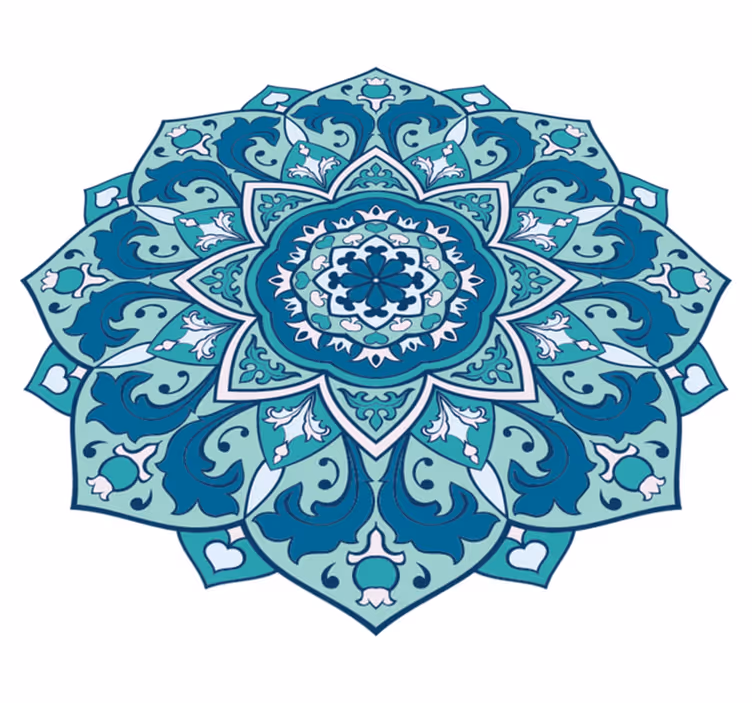 Modrý vzorovaný mandala vinylový koberec - TenStickers