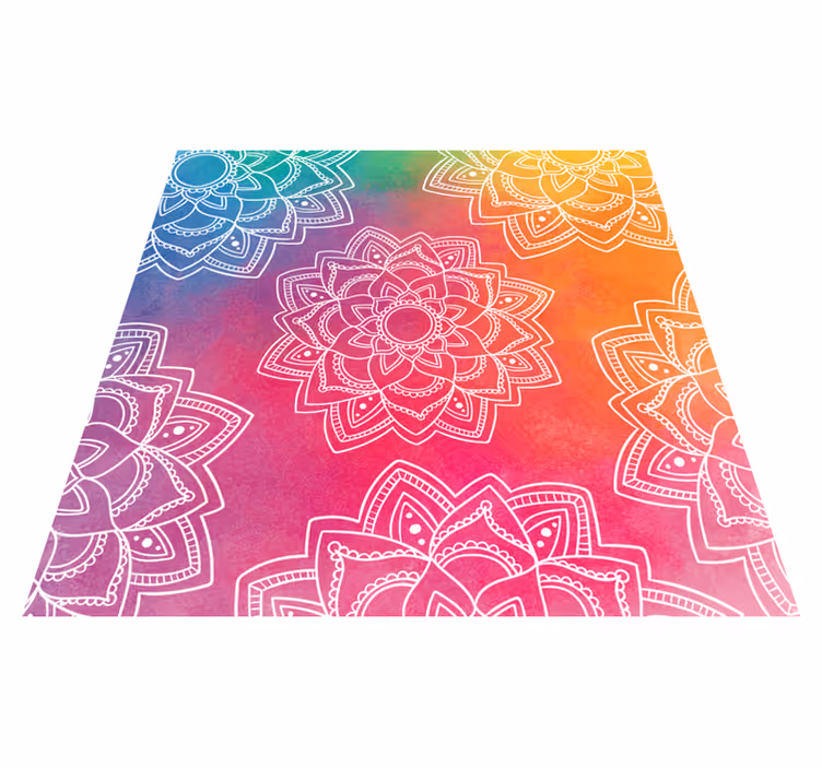 Duhová barva pozadí mandala vinylový koberec - TenStickers