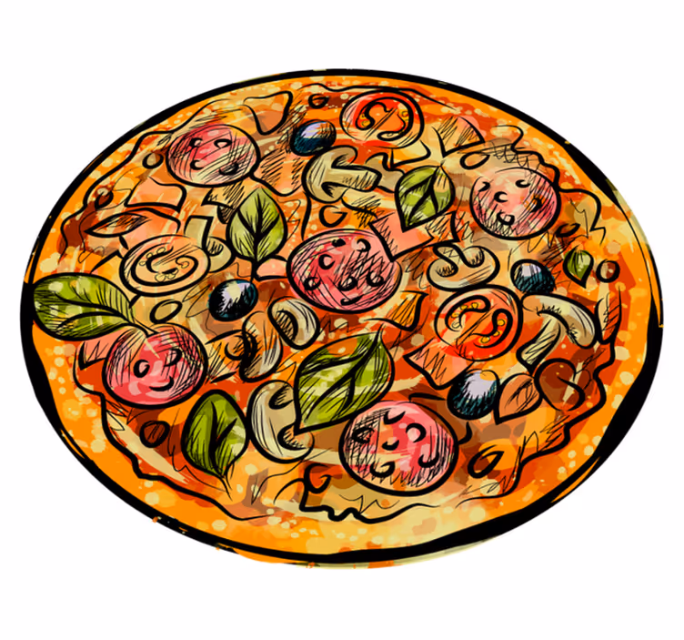 Kreslený pizza kuchyň kuchyňské podlahové dlaždice - TenStickers