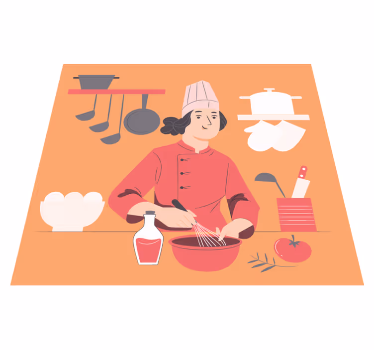 Kuchař ilustrace Kuchyňský vinylový koberec - TenStickers
