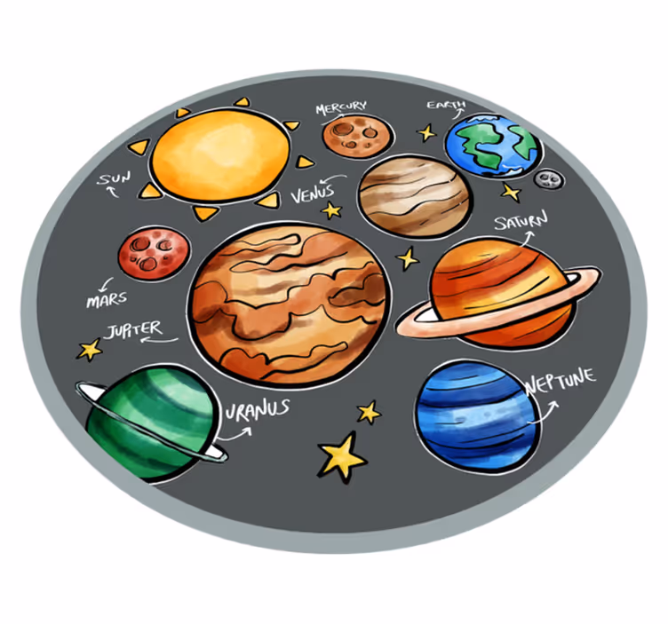 Planety a jména dětský vinylový koberec - TenStickers