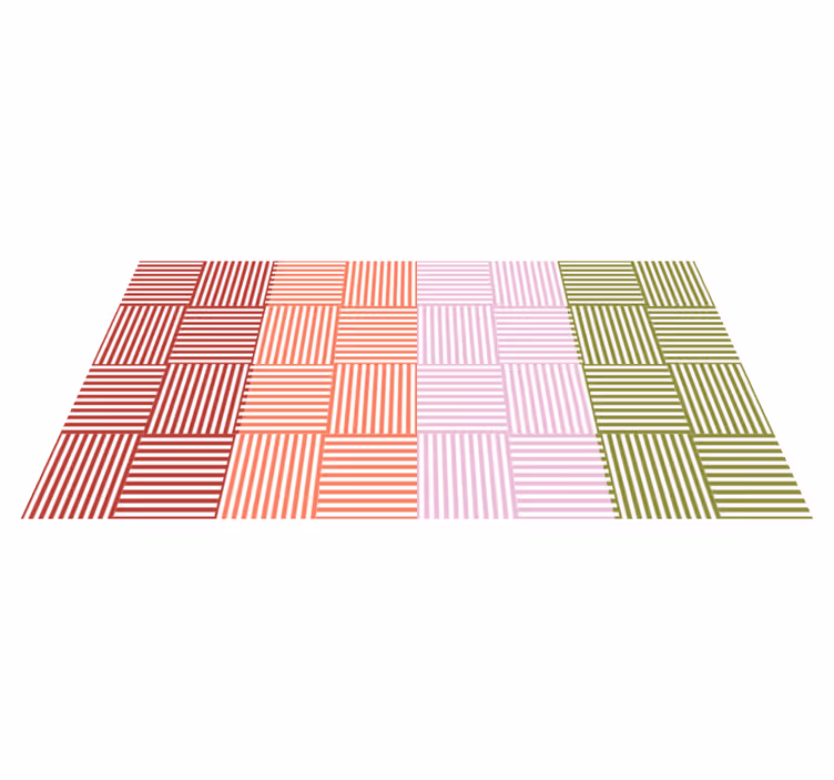 Barevné pruhované čtverce geometrické vinylové koberce - TenStickers
