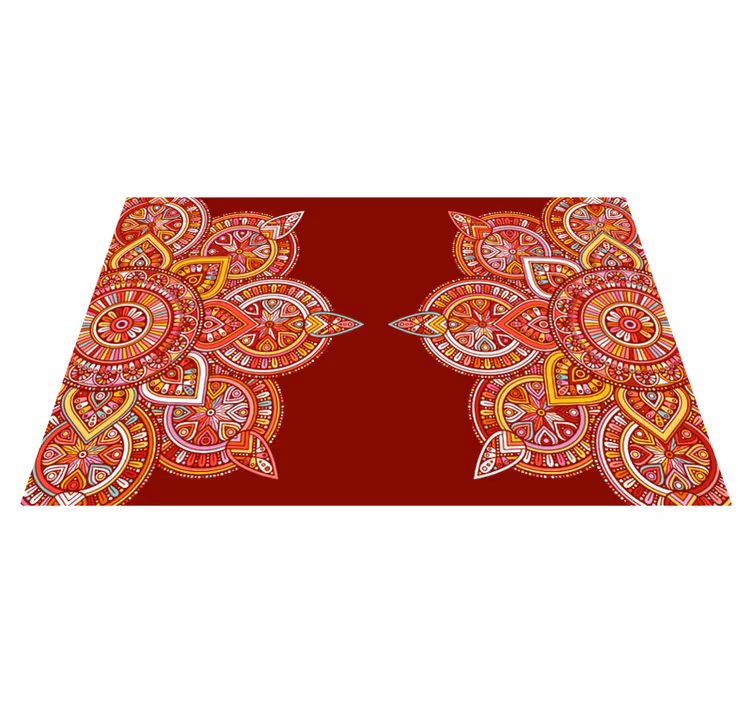Etnický červený mandala vinylový koberec - TenStickers