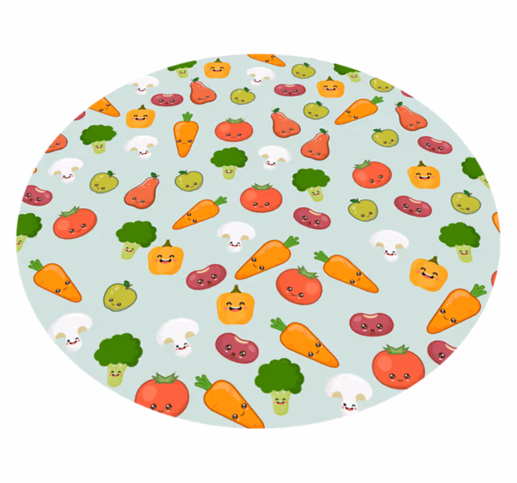 Veselý vegetariánský vzor Vinylový koberec do školky - TenStickers