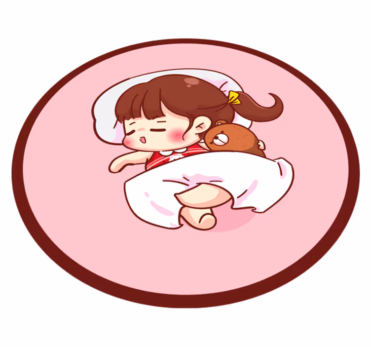 Spící anime dívka děti vinylový koberec - TenStickers