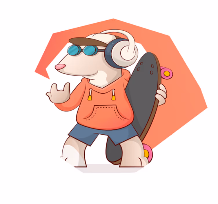 Ilustrace myši skater Ostatní Vinylový koberec - TenStickers