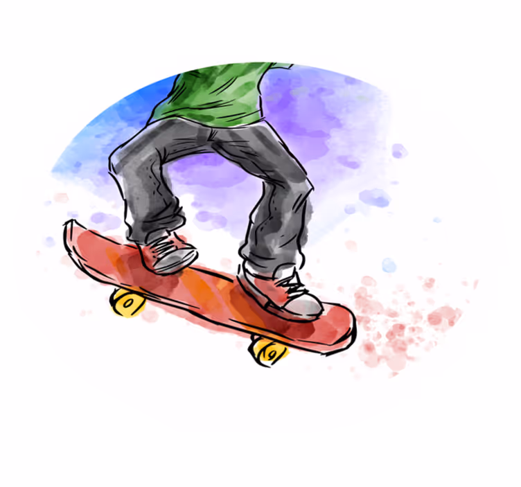 Akvarel skateboarding dospívající vinylový koberec - TenStickers